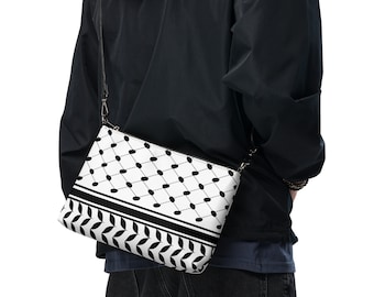 Palestinian Crossbody bag ,Kufiya zip closure, Printed pattern, Palestinian gift, Keffieh, Keffiyeh, Arabic, Palestine, Palestinian Kufiya