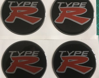 x4 HONDA Carbon Fiber Vinyl Wheel Rims Centre Cap Stickers Decals Type R S2000