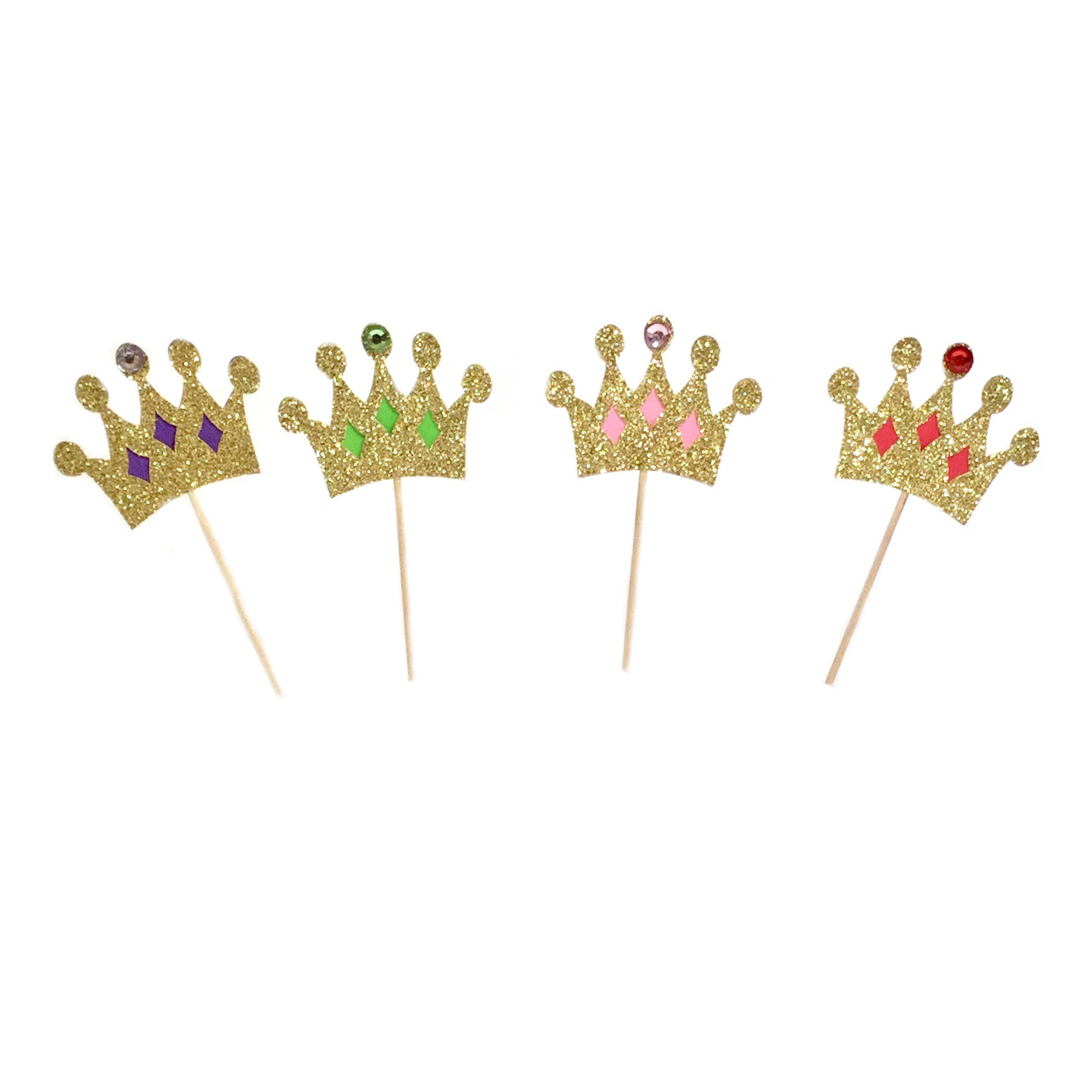 Gold Crown Cupcake Toppers Princess Party Picks Set of 12 Etsy