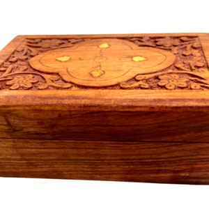 Handmade Carving Wood Ring Boxes Decorative Jewelry Storage Box Collection (size 6&quot;x 4&quot;x4&quot;)