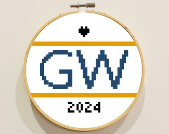 Patrón PDF Punto de Cruz Dorado y Azul