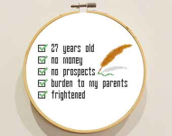 Patrón PDF Punto de Cruz Sra. Lucas Orgullo y Prejuicio Cita Monólogo - 27 años, sin dinero, sin perspectivas