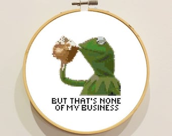 Cross Stitch PDF Pattern Frog Tea