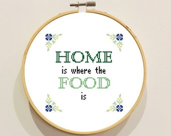 El hogar es donde está la comida PDF Patrón de punto de cruz