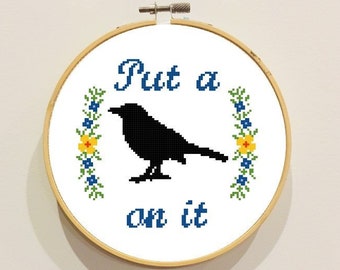 Patrón PDF Punto de Cruz Pájaro Floral