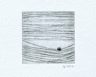 Etching "Offen lll" - original print, hand-printed drypoint, printmaking