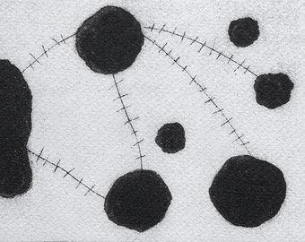 Etching "Dots . . .", original, hand-printed drypoint etching in a passe-partout, printmaking