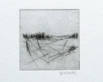 Etching "Blick II" - original print, hand-printed drypoint, printmaking