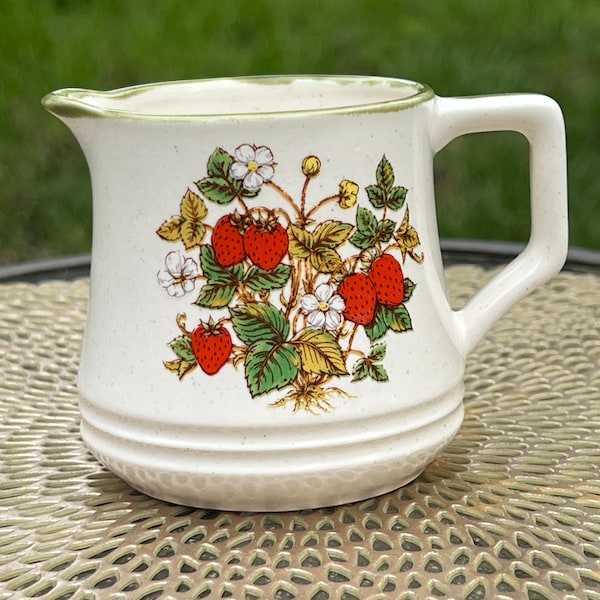 Vintage Strawberry Pattern Japanese Creamer | Antique Kitchen Decor | Collectible Creamer Jug