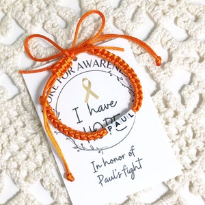 Personalized Orange Ribbon Awareness Bracelet: Leukemia, Kidney Cancer, Multiple Sclerosis, Spinal Cancer