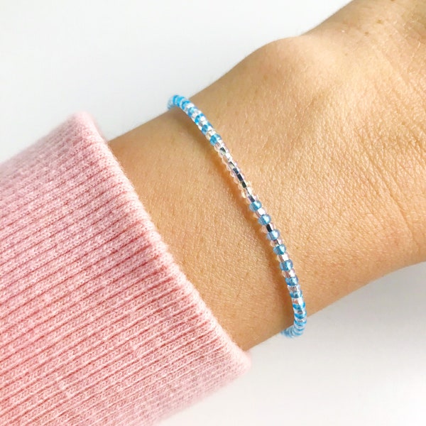 Diabetes Awareness Bracelet, Minimalist & Dainty, Tiny Glass Beads