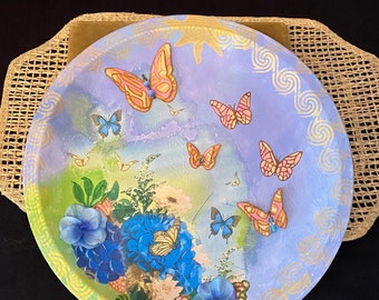 Handcrafted Decoupage Tray, Butterflies