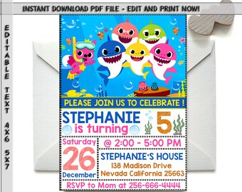 baby shark invitation etsy