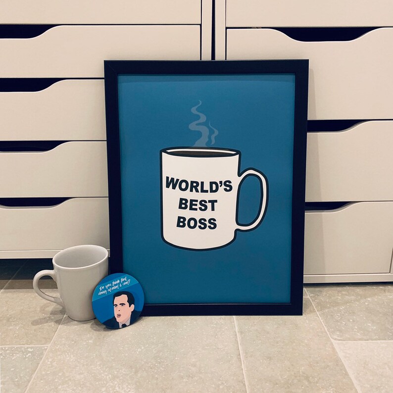 The Office Worlds Best Boss Mug TV Show Quote 8x10 / A4 / A3 Etsy