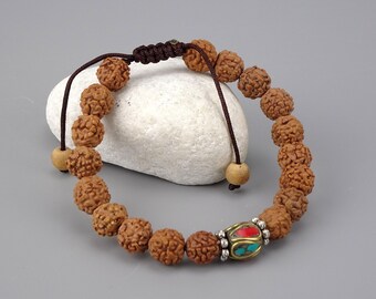 Nepali Rudraksha Seed Bracelet 5 Mukhis, Shiva&#39;s Tears Seed Mala Bracelet, Handmade Rudraksha Bracelets, Rudra Bracelet.