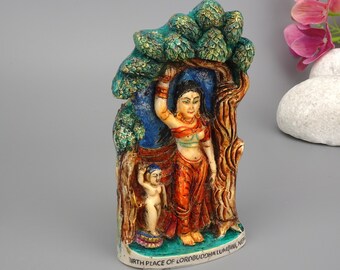 La vie de Bouddha Figure 13 cm, statue de Bouddha Maia Devi, Maya devi et figure de Bouddha, figure de vie de Bouddha faite à la main, pièce unique et exclusive.