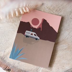 Postkarte A6 | Vanlife | Reisen | Berge | Illustration