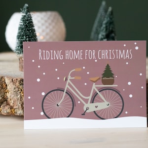 Weihnachtskarte "Riding Home For Christmas", DIN A6, Fahrrad