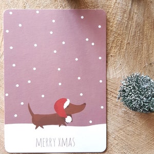 Weihnachtskarte Dackel "Merry Xmas" | DIN A6 Naturpapier