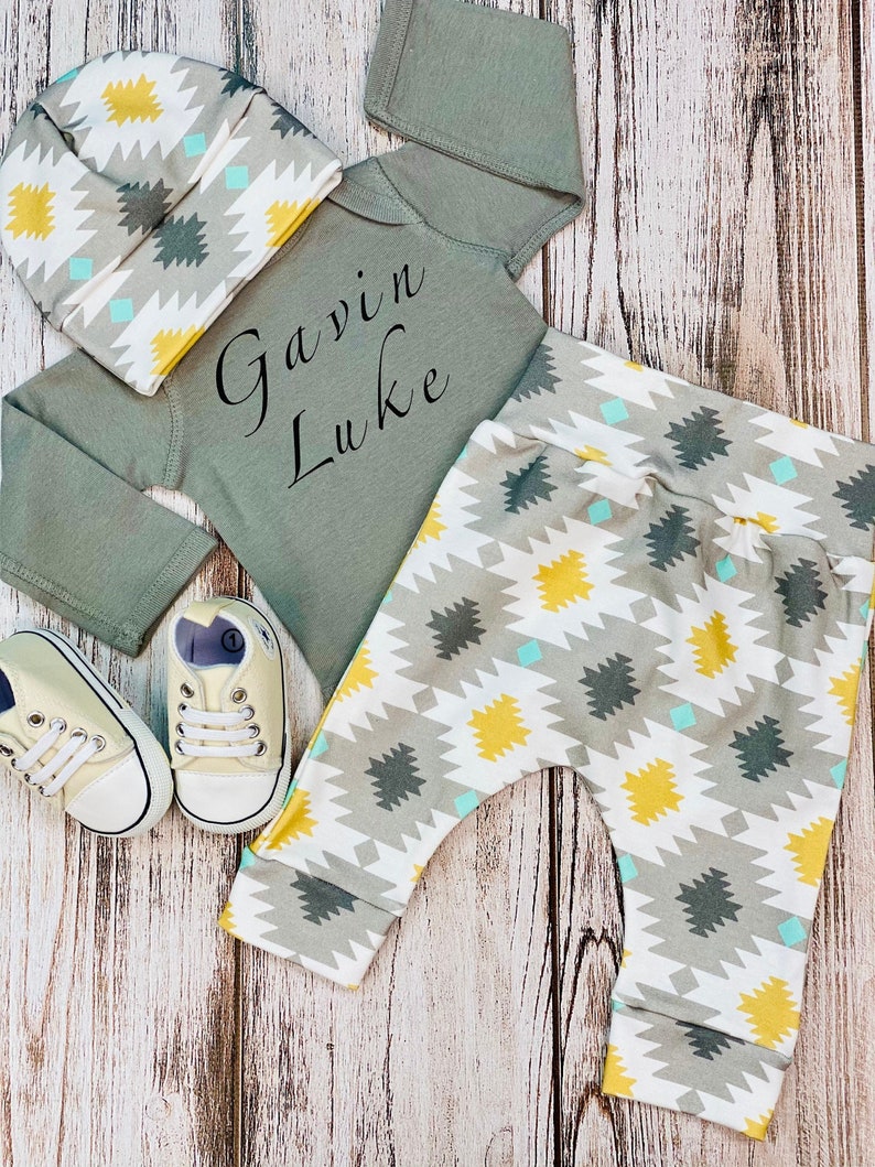 Baby Boy Coming Home Outfit Personalized Organic Baby Clothes Newborn Boy Coming Home Outfit Newborn Boy Clothes