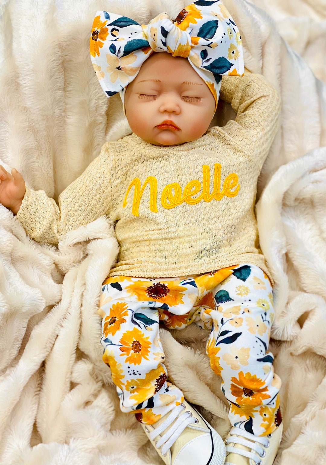 Newborn Girl Coming Home Outfit, Going Home Outfit Baby Girl, Embroidered Personalized Name