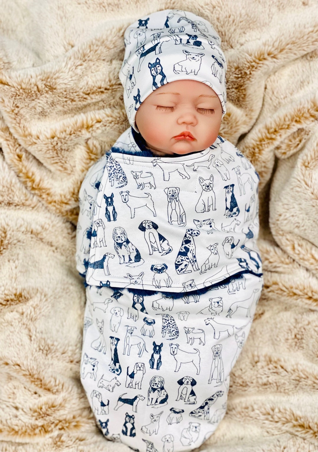 Baby Boy Swaddle Set Puppy Dog Newborn Boy Swaddle Wrap Etsy