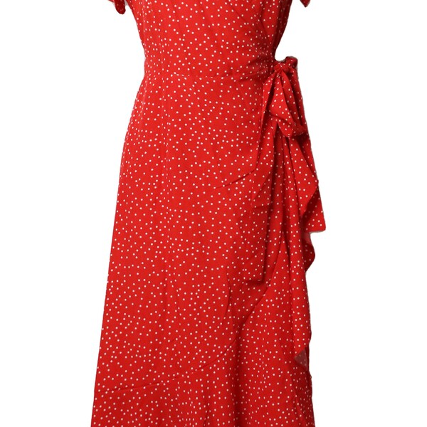 Maxikleid rot Punkte Sommer Größe M Wickelkleid