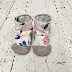 ベビー 子供 大人 ブーティ スリッパ ハンドメイド ボヘミアン ブルーム 花柄 水彩画