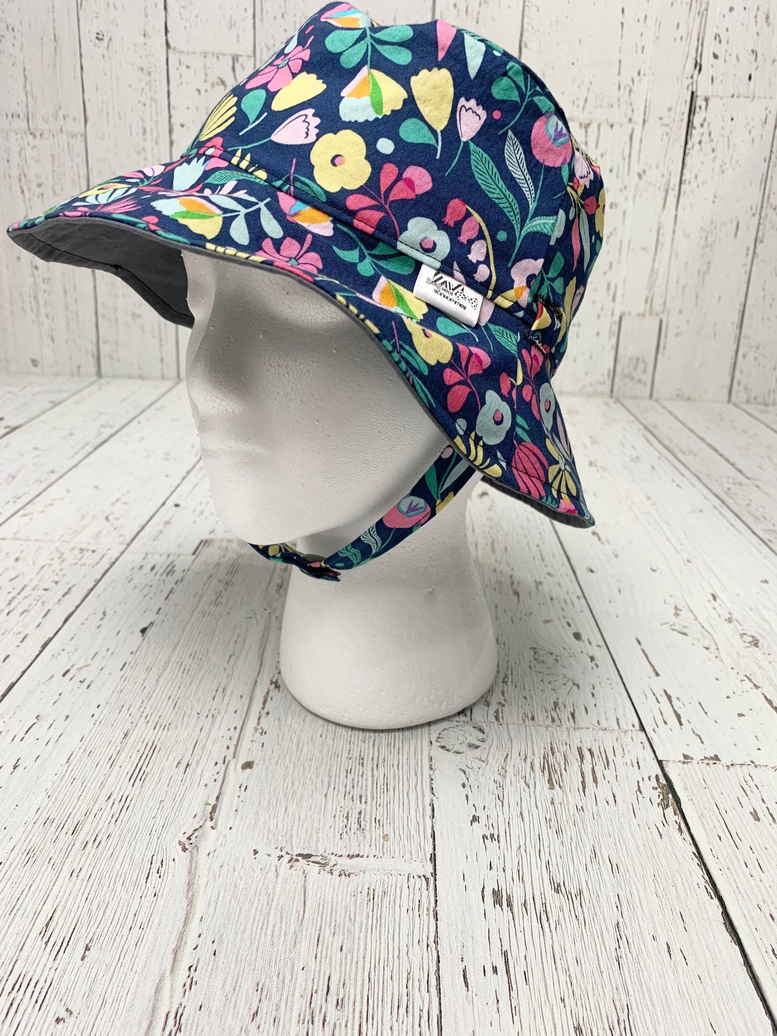 Reversible Summer Bucket Hat Handmade Adjustable Straps Girl Etsy