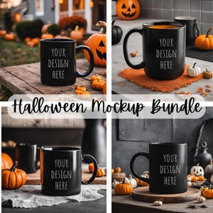 Halloween Mug Mockup Bundle , Coffee Mug Mock up, Autumn Mug Mockups, Pumpkins Mug 11oz Mug Mockup, Mug Bundle, Black Mug Mockup