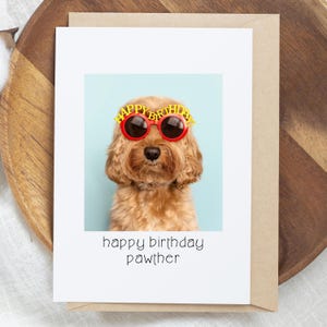 Joyeux anniversaire Pawther - téléchargement numérique - carte imprimable - carte imprimable Bday - carte à téléchargement immédiat, carte d'anniversaire de chien