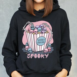 Gruseliges Popcorn PNG, Halloween Design Transparent PNG JPEG, Sofortiger Download, Pastell Schädel Png, Gruselfilme Png, Horror Png