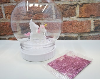 Crown Crest Pink Unicorn Snow Globe Shaker