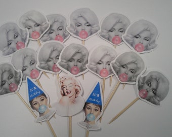 Sales Ready to ship 16 Movie themed cupcake picks, 30th Birthday cupcake picks, party cupcake toppers