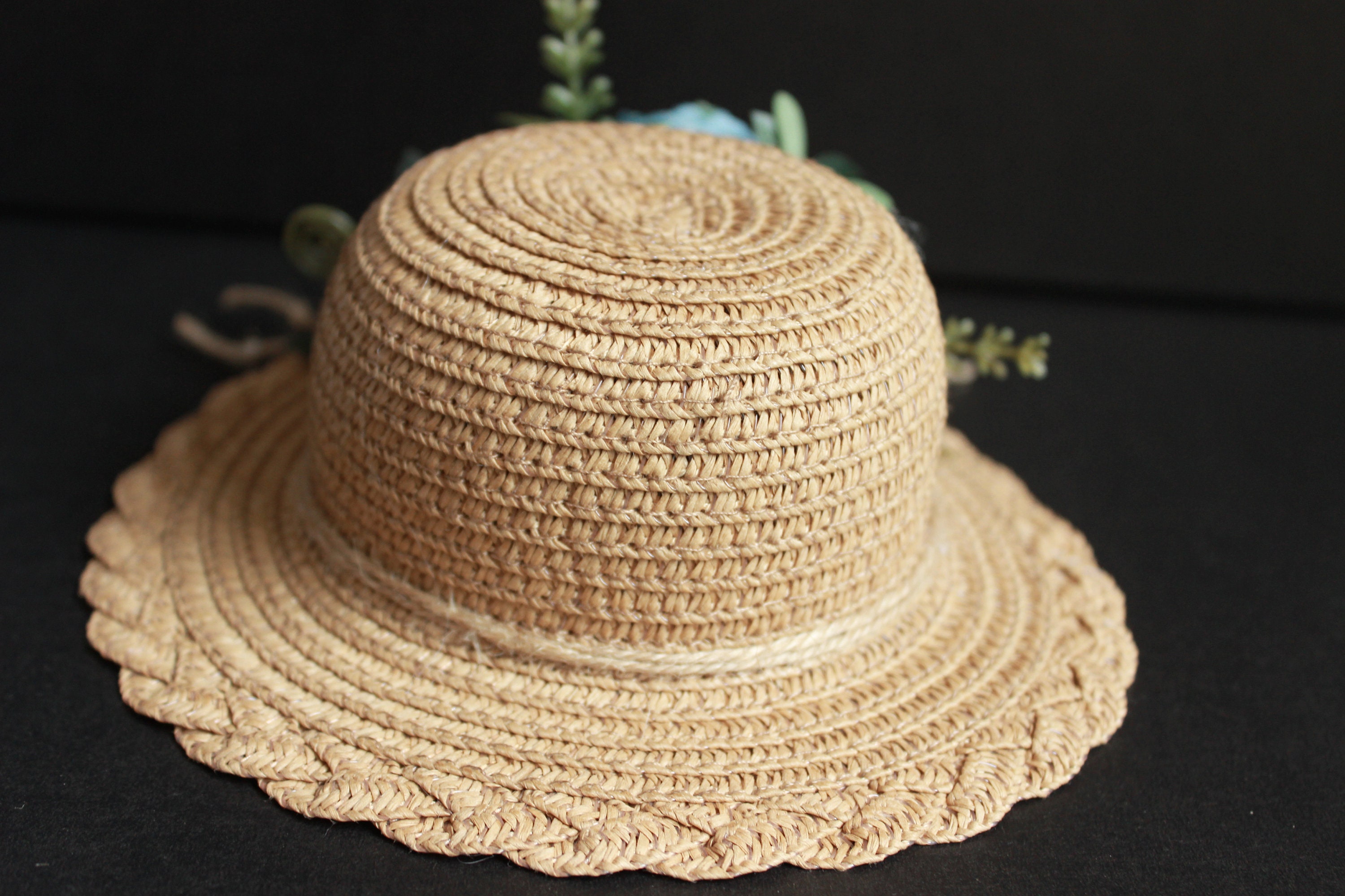 Blythe blue tea flower edging straw hat Blythe clothes | Etsy