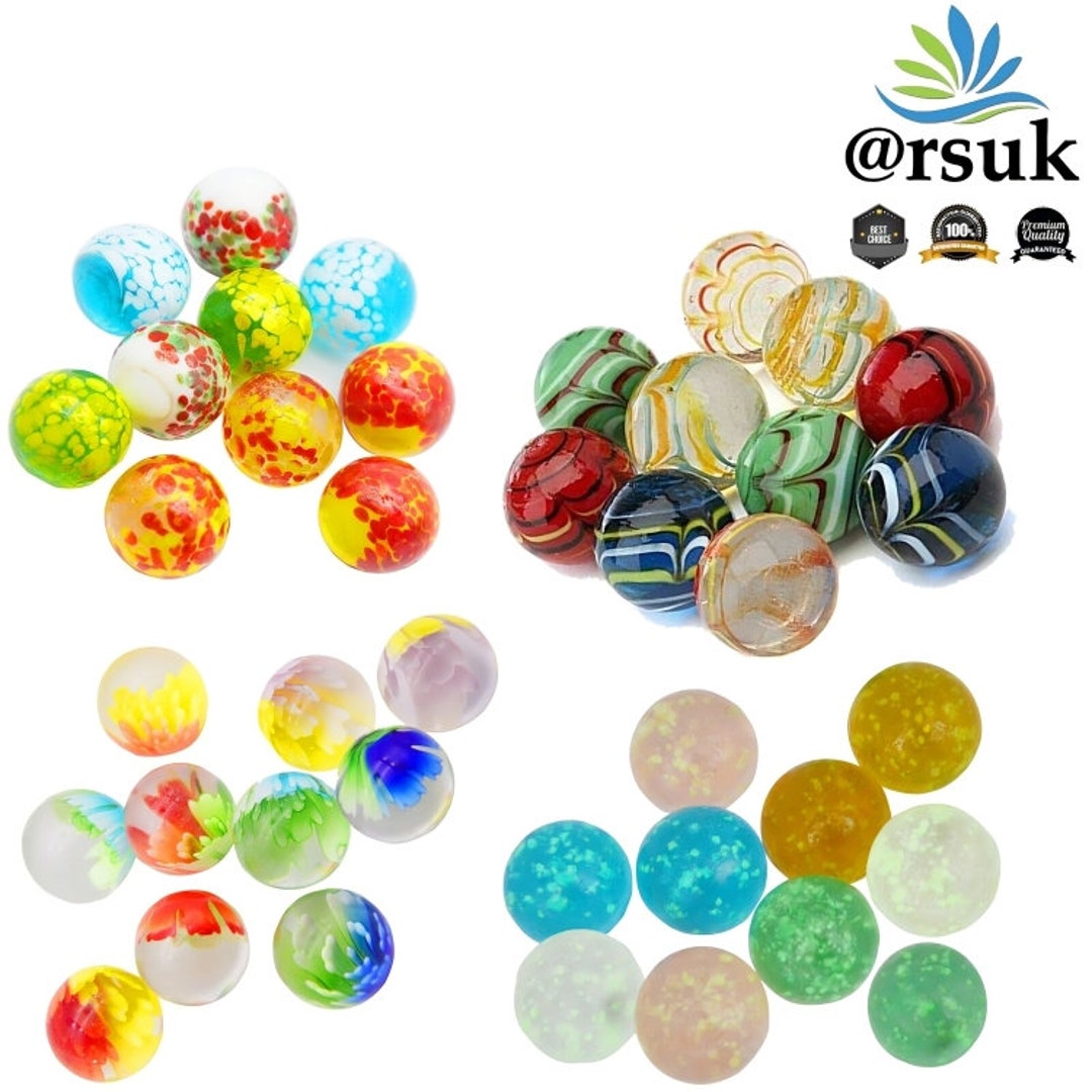 Glass Marbles 100 Pieces Traditional Assorted Classic Colored