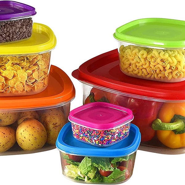 Rainbow Food Containers Storage Boxes with Lids Stackable Airtight- BPA Free Microwave Freezer Dishwasher Safe (Set of 7Pcs)