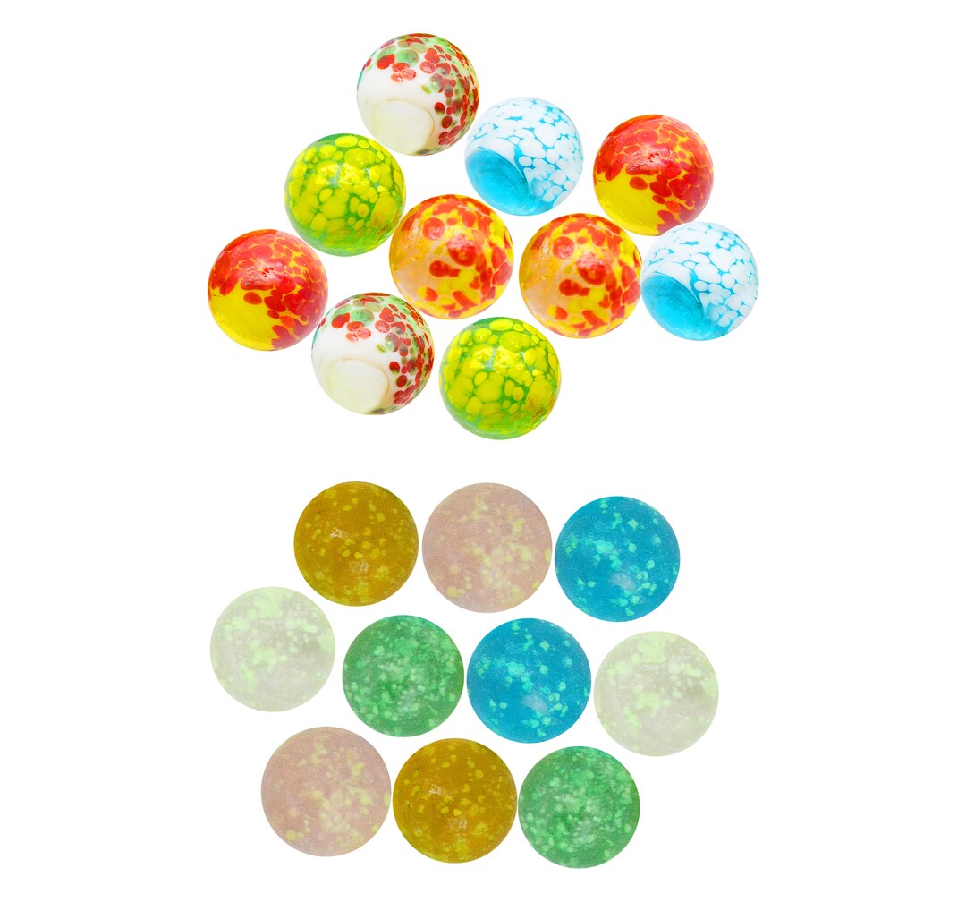 10pcs Handmade Art Glass Glow in the Dark Dotted Multi Colour Marbles