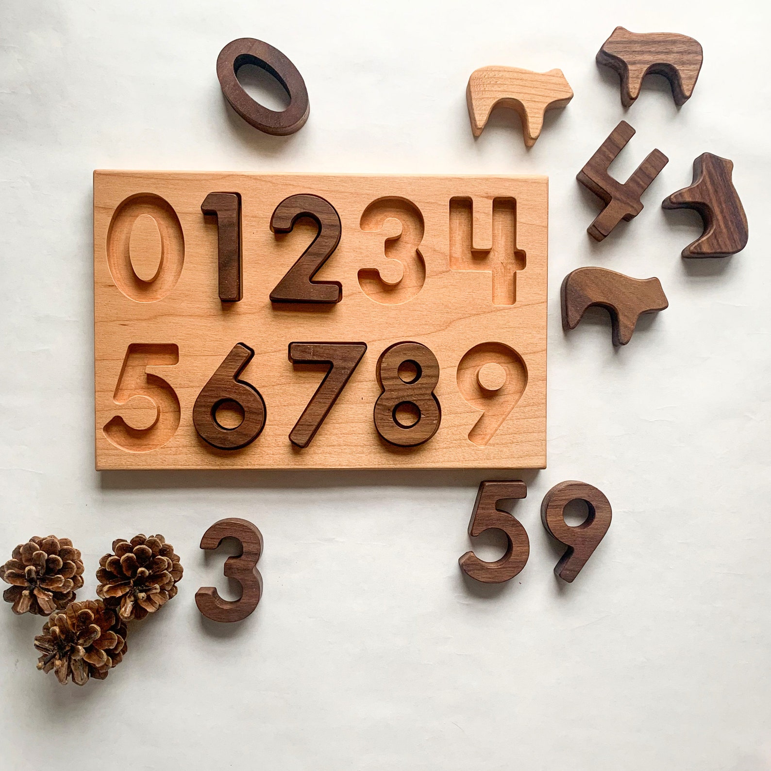 Wooden Number Puzzle 0-9 | Etsy