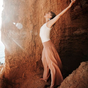 Linen blend Wide Leg Pants / Eco-Friendly / Limited Release / Yoga Wear / Made with LOVE. image 3