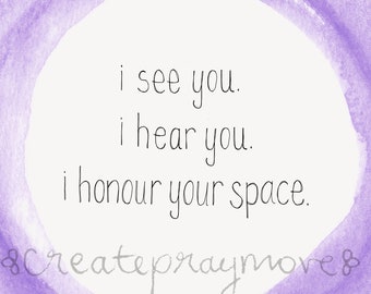 Traumabaserad yogakonsttryck, positiva affirmationer (digital nedladdning)