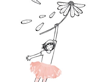 Konsttryck med liten flickas tutu, dröm bort-konstverk (digital nedladdning)