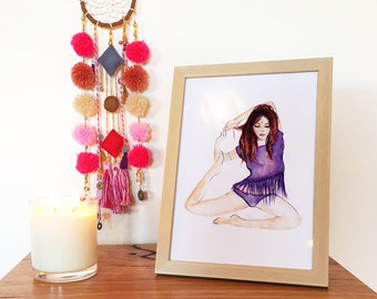 Sjöjungfrudrömmar Yoga Pose Print, Yogi-gåva (digital nedladdning)