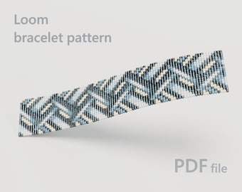 Szara, splątana bransoletka z koralików, wzór na krośnie tkackim