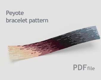Peyote bead pattern - Shades, bracelet seed bead pattern in pdf, even count peyote stitch pattern, peyote bracelet pattern