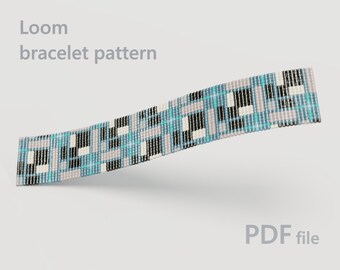 Wzór na bransoletkę z kwadratów na krośnie koralikowym