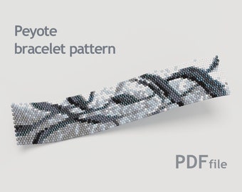 Peyote bead pattern - Wild Leaves, bracelet seed bead pattern in pdf, even count peyote stitch pattern, peyote bracelet pattern