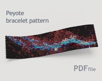 Peyote bead pattern - Witch's Broom Nebula, bracelet seed bead pattern in pdf, even count peyote stitch pattern, peyote bracelet pattern