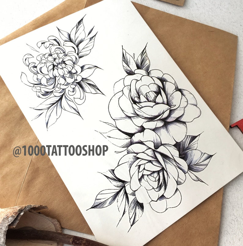 Temporary Tattoo Fake Tattoo Arm Tattoo Flowers Temporary Tattoo Flowers Tattoo