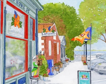 Southport NC/ Lantana's Gallery/ watercolor print / coastal decor/ art print